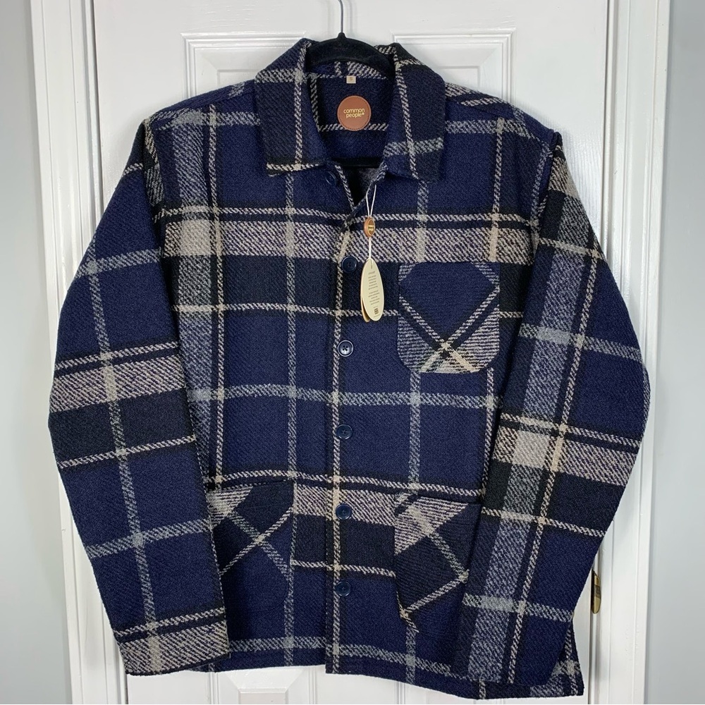 Common People Dylan 3 Pocket Shacket Navy Check Size Small